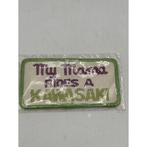 Vintage NOS Patch Shirt Jacket Hat My Mama Rides A Kawasaki Motorcycle